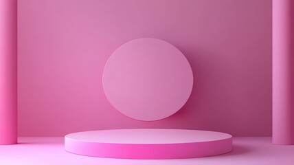 Pink Cylindrical Platform with Oval Background