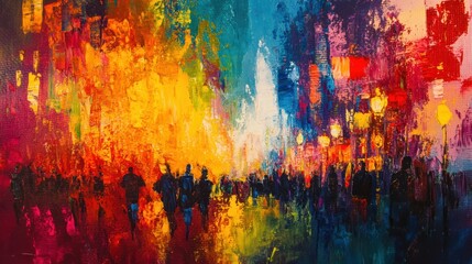Fototapeta premium Abstract oil painting with colorful brushstrokes.