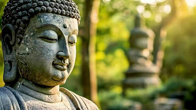 a Buddha statue  and a buddha statue in the background
