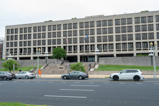 Washington, DC US - June 23 2021: Office building across the street is the US Department of Labor Headquarters
