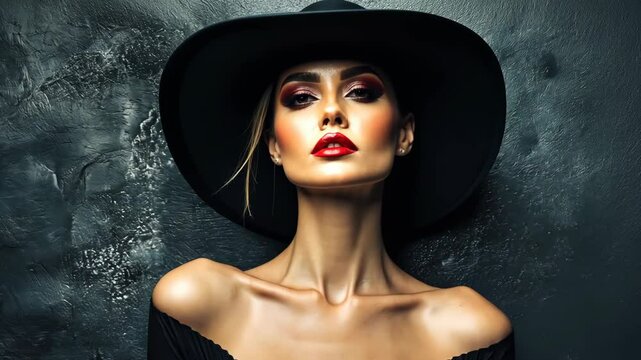 Woman Wearing Hat and Dress