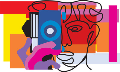 illustration of a person with a camera