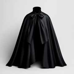 Naklejka premium Elegant black cape with a bow, perfect for dramatic fashion statements.