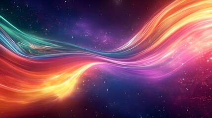 Obraz premium Abstract Cosmic Wave of Vibrant Colors with Starry Background