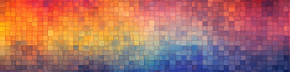 Fototapeta premium This artwork features an abstract digital quilt with a blend of vibrant colors, displaying interwoven patterns that evoke warmth and creativity, banner