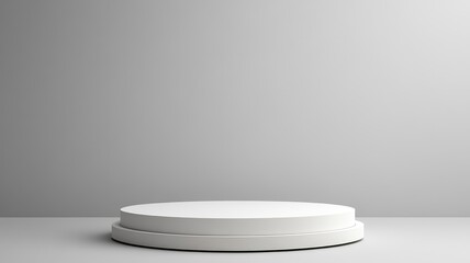 A White Circular Platform on a Grey Background