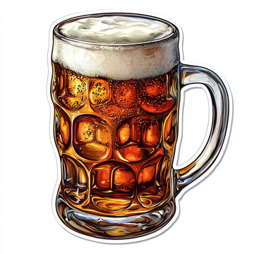 Golden Foam Craft Beer Mug Refreshment Illustration for Summertime Socializing