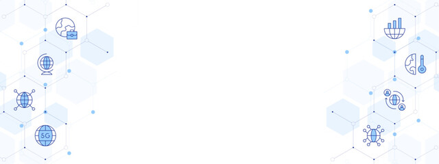 Global Banner Vector Illustration with Two-sided Icon Style. Line Duotone icon. Containing globalization, relationship, global warming, global, global services, world, international