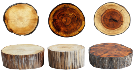 Natural Wood Coffee Tables and End Tables on a Transparent Background Generative AI