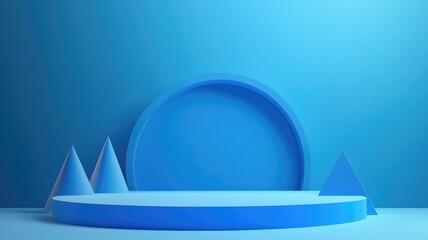 Blue Geometric Shapes Product Display Platform