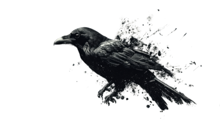 A silhouette of a crow and a raven against a white background, showcasing the beauty of black birds in nature