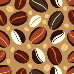 coffee beans graphic seamless pattern brown color light brown color.