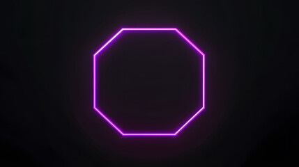 Neon Purple Octagon on Black Background, simple flat design, thin border, no shadows, bold contrast, modern aesthetic, visually striking