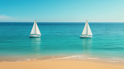 Obraz premium Sailboats on calm blue ocean