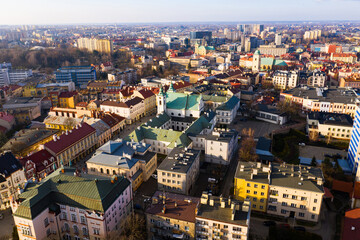 Obraz premium Aerial view of historical part of Rzeszow town at day, Poland
