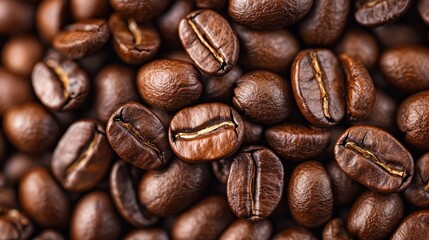 Close-Up of Rich Roasted Coffee Beans with Deep Textures