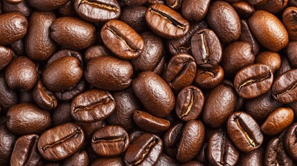 Fototapeta premium Dark Roasted Coffee Beans With Visible Cracks