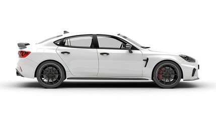 Obraz premium A Traffic Car on White Background - a dynamic and eye-catching visual. The traffic car on a pure white backdrop creates an engaging and appealing scene.