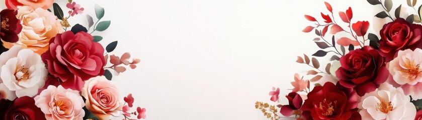 Fototapeta premium Elegant floral arrangement with roses on a white background
