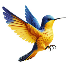 Obraz premium 3D yellow and blue humming bird illustration isolated PNG