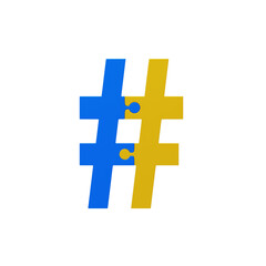 3D Colorful Puzzle Piece Letter Hashtag. 3D Icon