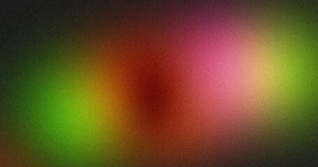 Magenta red green color spot abstract grainy gradient texture backdrop design, vibrant colors noisy gradient, noise texture, header, poster, banner, copy space.