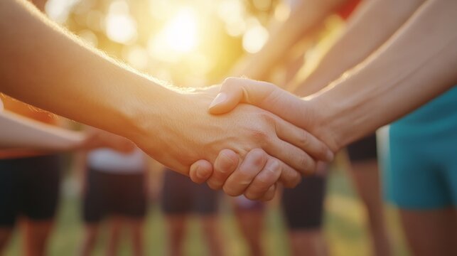 Close up photography of diverse corporate team participating in outdoor fitness bootcamp session during sunny morning showcasing employee wellness program and promoting workplace health initiatives