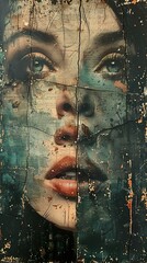 Abstract Portrait of a Woman with Grunge Texture
