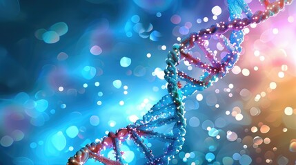 Fototapeta premium Abstract DNA Helix with Bokeh Background