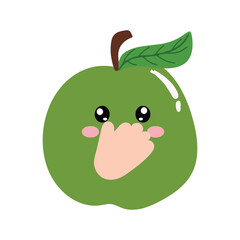 cute kawaii apples sticker emoticon isolated on white background. Cute and kawaii apples  emoticon expression 