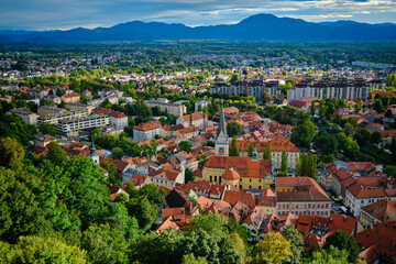 The city of Ljubljana from the top of the castle
