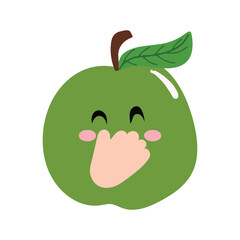 cute kawaii apples sticker emoticon isolated on white background. Cute and kawaii apples  emoticon expression 