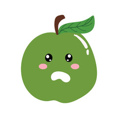 cute kawaii apples sticker emoticon isolated on white background. Cute and kawaii apples  emoticon expression 