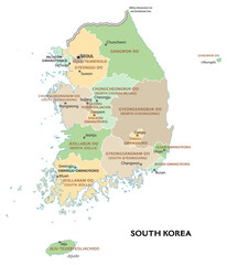 Obraz premium Isolated administrative divisions map of South Korea