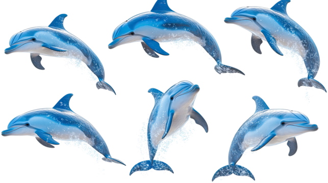 Cute Dolphins Jumping Playfully in a Collection of Aquatic Bliss Generative AI