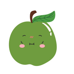 cute kawaii apples sticker emoticon isolated on white background. Cute and kawaii apples  emoticon expression 