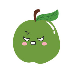 cute kawaii apples sticker emoticon isolated on white background. Cute and kawaii apples  emoticon expression 