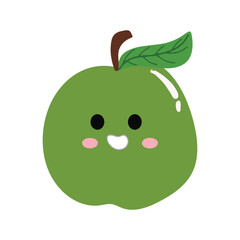 cute kawaii apples sticker emoticon isolated on white background. Cute and kawaii apples  emoticon expression 