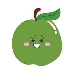 cute kawaii apples sticker emoticon isolated on white background. Cute and kawaii apples  emoticon expression 