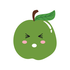 cute kawaii apples sticker emoticon isolated on white background. Cute and kawaii apples  emoticon expression 