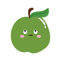 cute kawaii apples sticker emoticon isolated on white background. Cute and kawaii apples  emoticon expression 