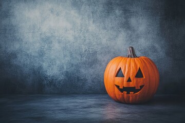 A Carved Jack-o'-Lantern Pumpkin on a Dark Background