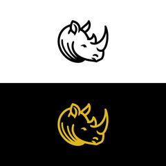 rhinoceros line wild animal logo vector illustration template design