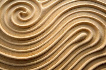 Abstract sand texture with curved lines and spiral pattern