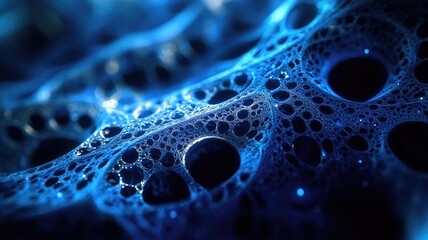 Abstract Blue Pattern of Interconnected Bubbles