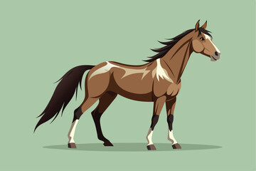 Obraz premium horse in the field vector illustration.