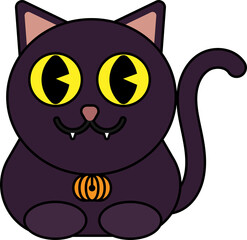 Simple and cute halloween icons of black cat