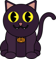 Simple and cute halloween icons of black cat