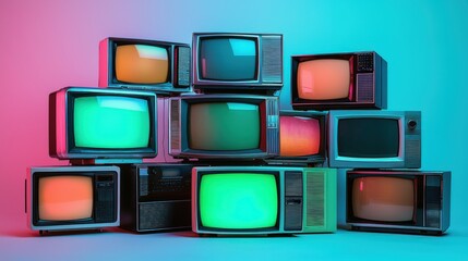 Retro Televisions in Vibrant Colors and Stylish Composition