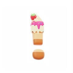 Dessert 3D Letter Exclamation Sign. 3D Icon